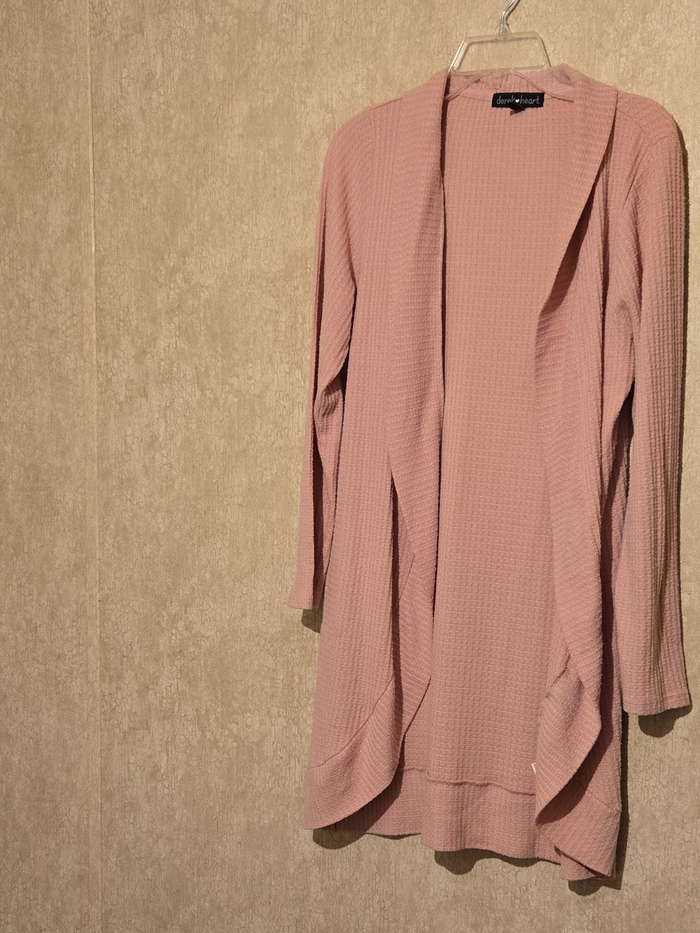 Derek Heart Pink Long Open Front Cardigan Sweater